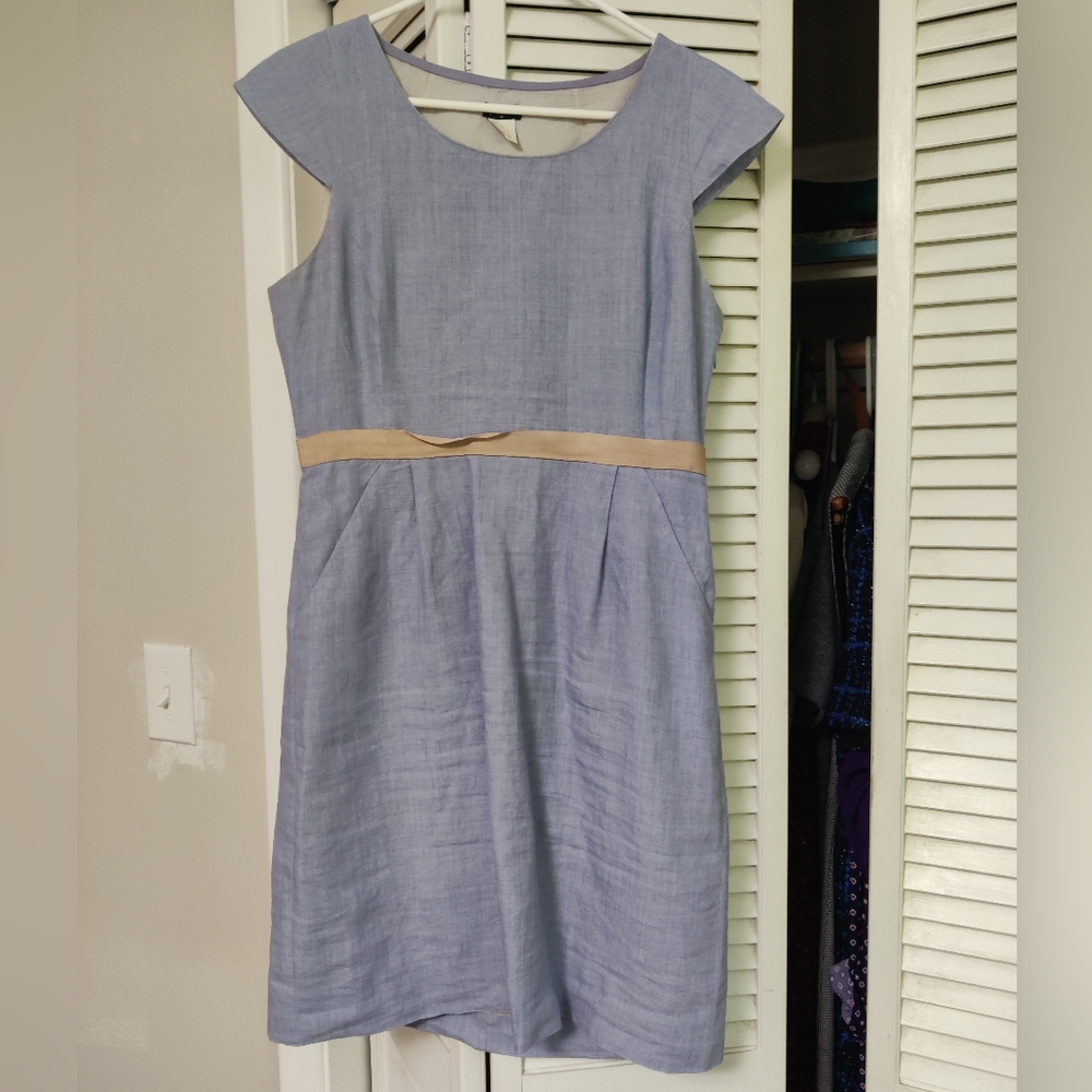 J. Crew Blue Linen Dress, Sz 8